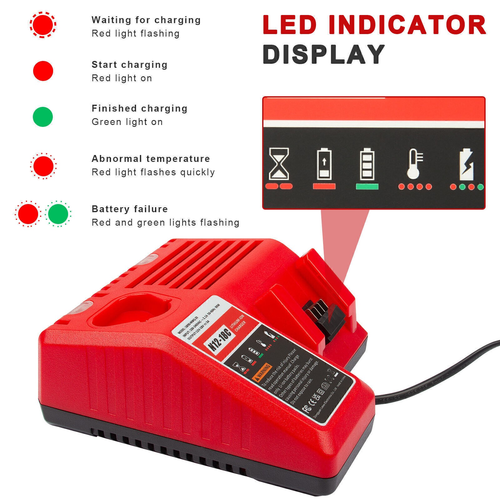 Battery Charger For Milwaukee for M18 18V 48-59-1812 Lithium 1860 48-11-1860 NEW