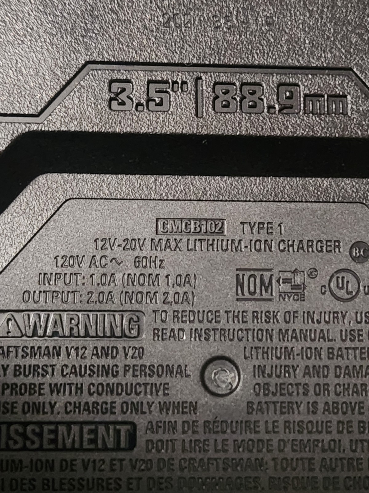 Craftsman CMCB 102 12V 20V Lithium Ion Battery Charger Type 1