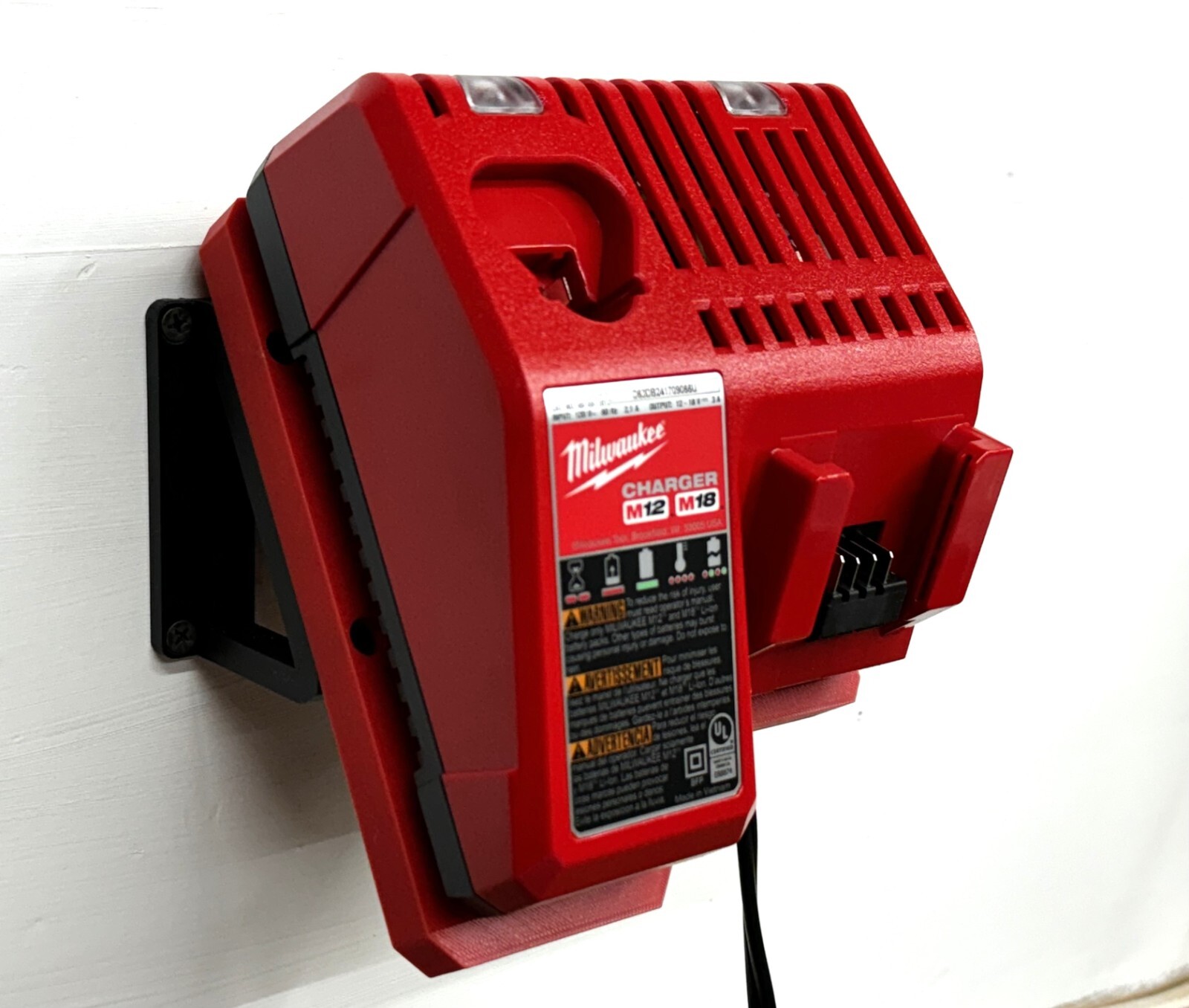M12-M18 Combo Milwaukee Battery Charger Mount- 3D Printed Mount