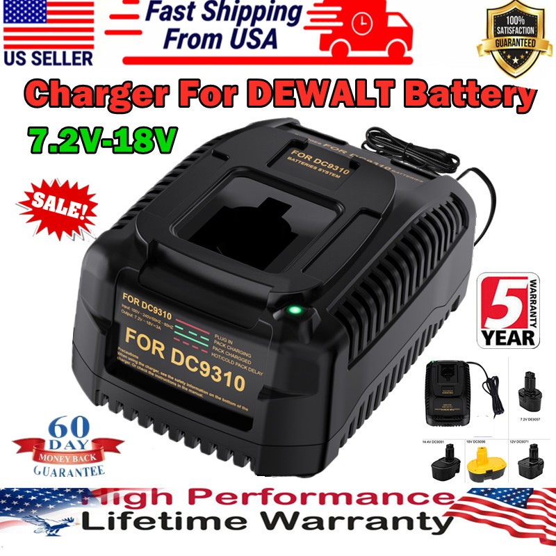 PACK Fast Battery Charger DC9310 For DEWALT Battery DC9096 XRP DC9071 7.2V-18V
