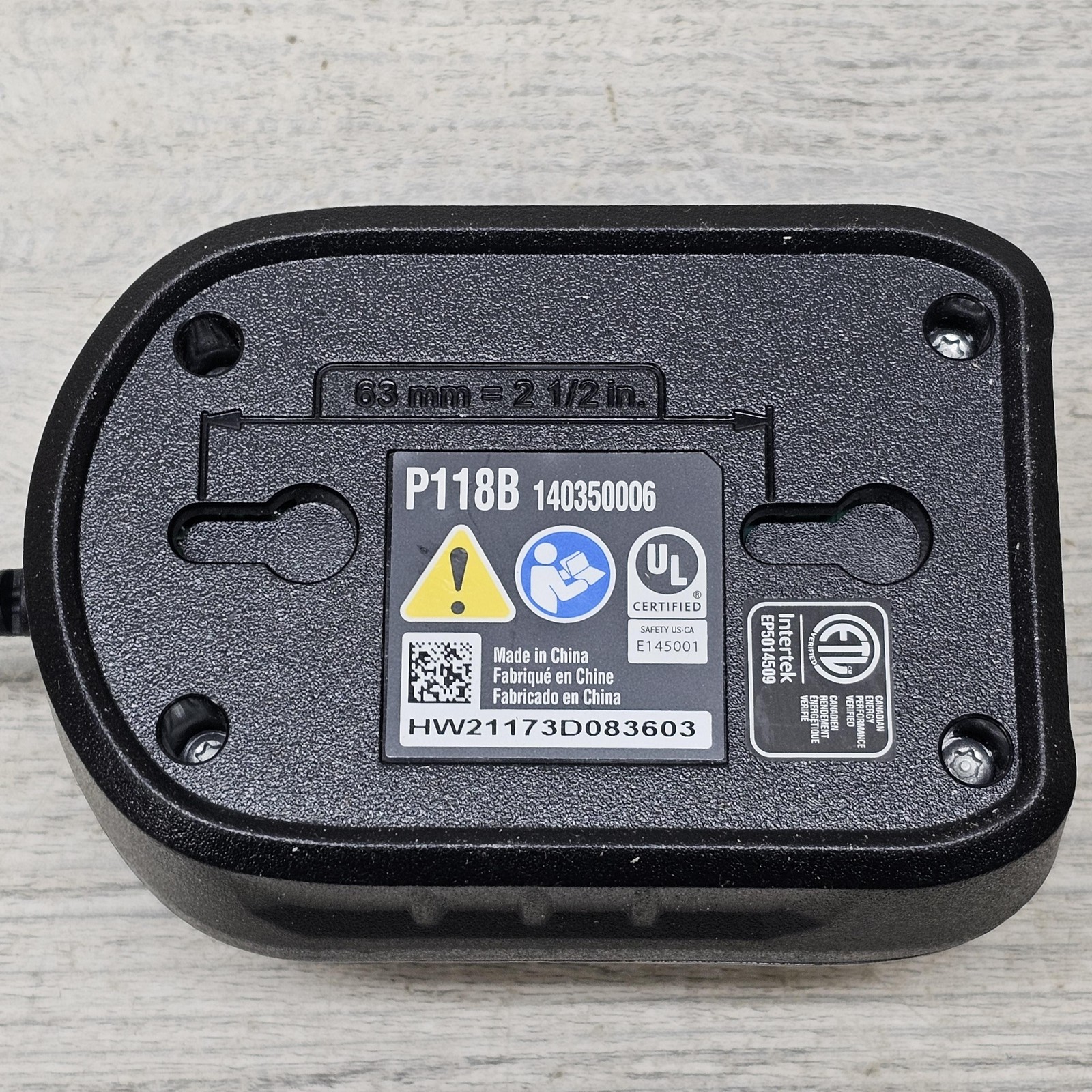 Ryobi P118B 18V ONE+ Lithium Battery Charger Base AC Power Adapter Black No Batt