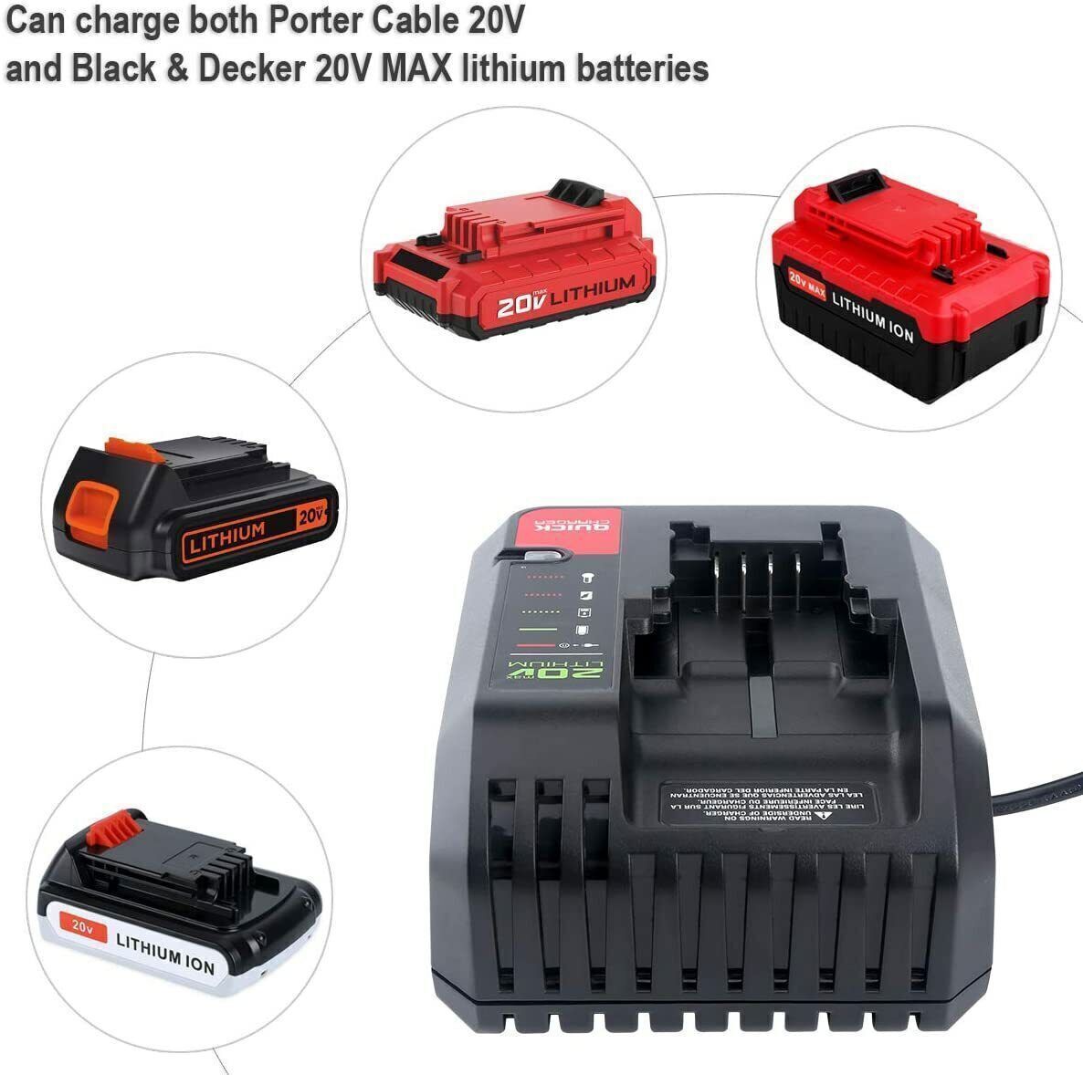 Charger 20V MAX for Black&Decker and Porter Cable 20V Volt Lithium Battery NEW