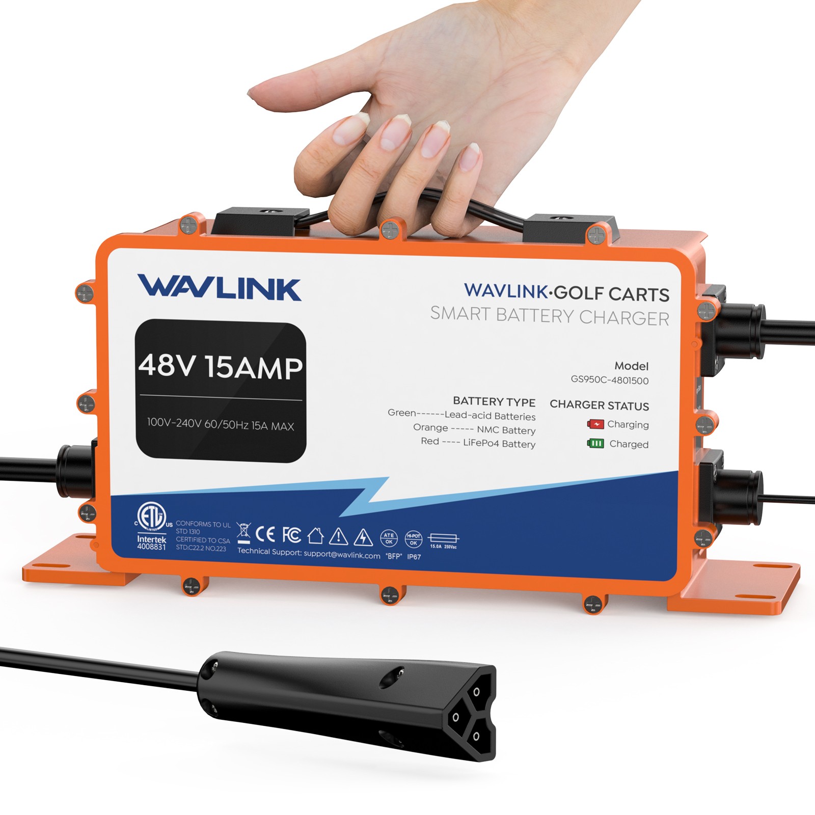 WAVLINK 48v Golf Cart Charger Smart Charging For Long Battery Life Multi-stage