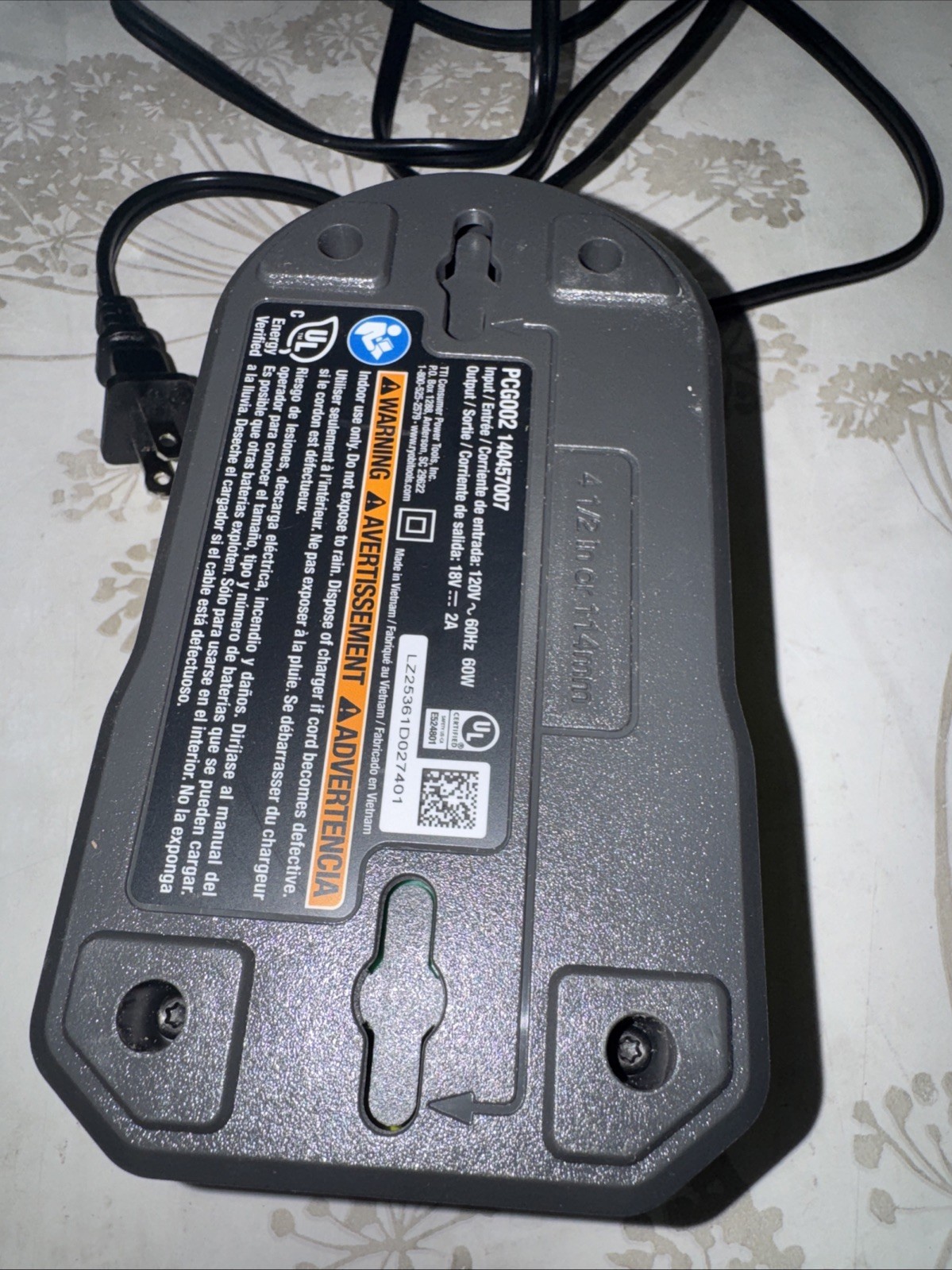 Ryobi PCG002 18V ONE+ Lithium-Ion FAST Battery Charger OEM