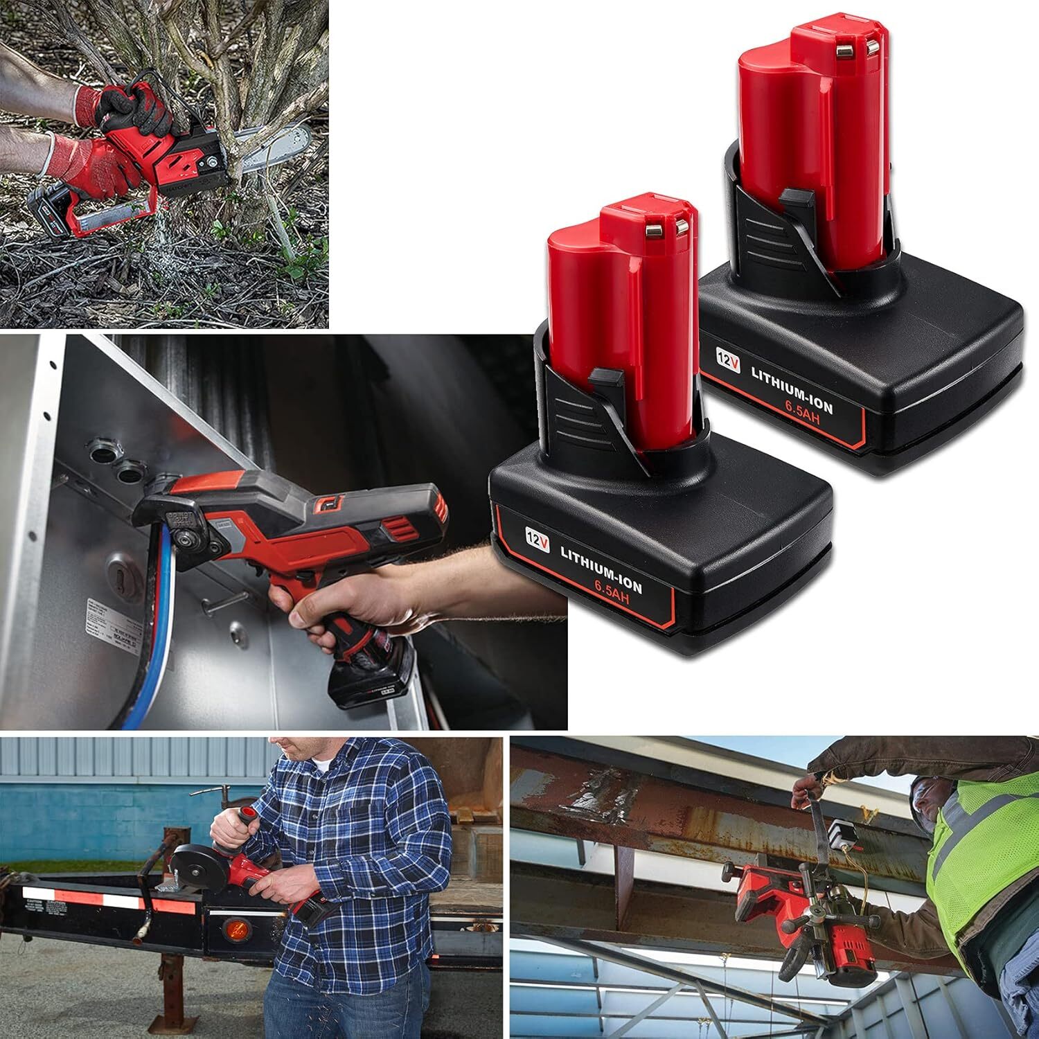 4Pack 6.5Ah Battery For Milwaukee for M12 LITHIUM Extended Capacity 48-11-2460