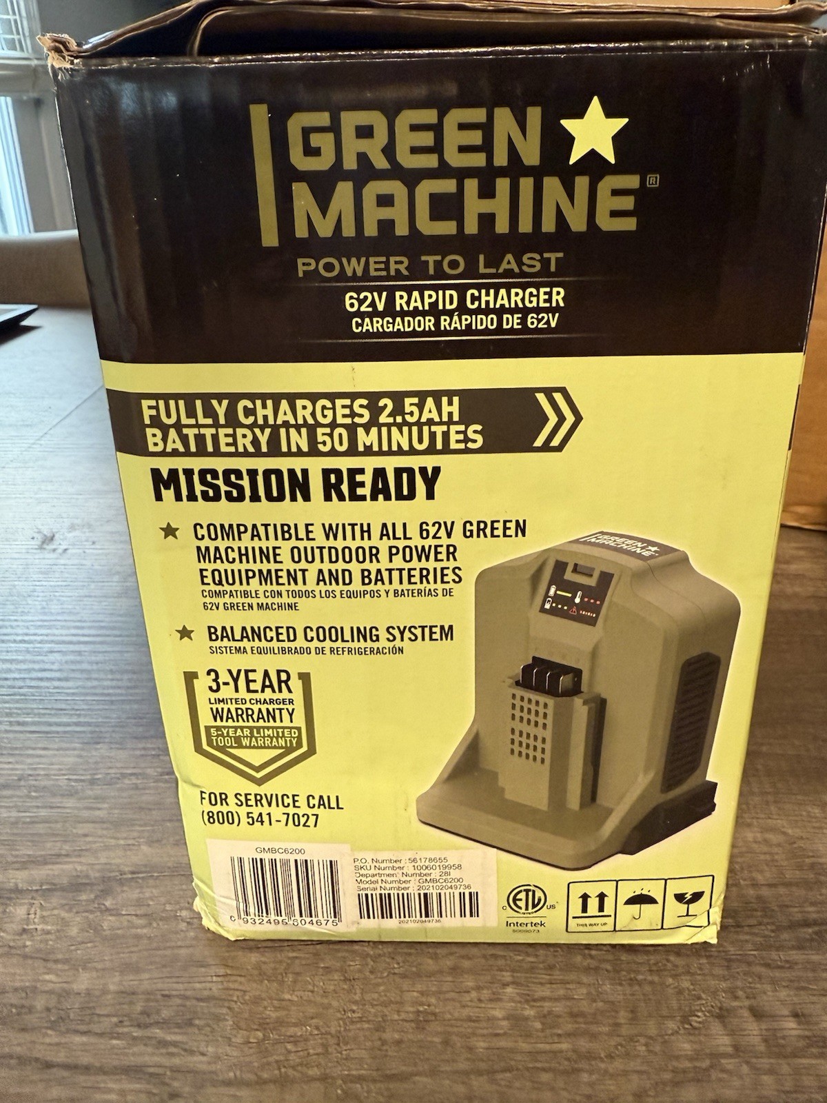 Green Machine Rapid Battery Charger 62V 110-120V
