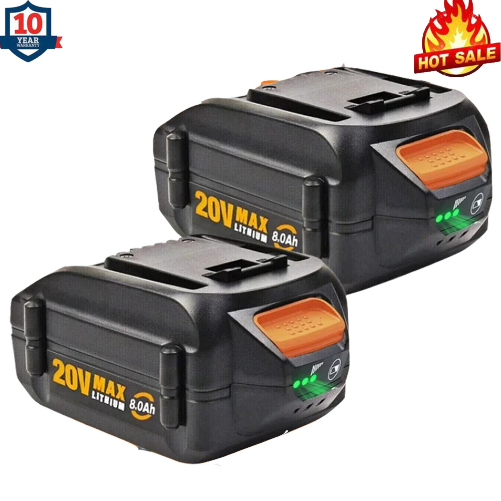2PACK 8.0Ah For WORX 20V MAX Extend Lithium-Ion Battery WA3525 WA3575 WA3520 4AH