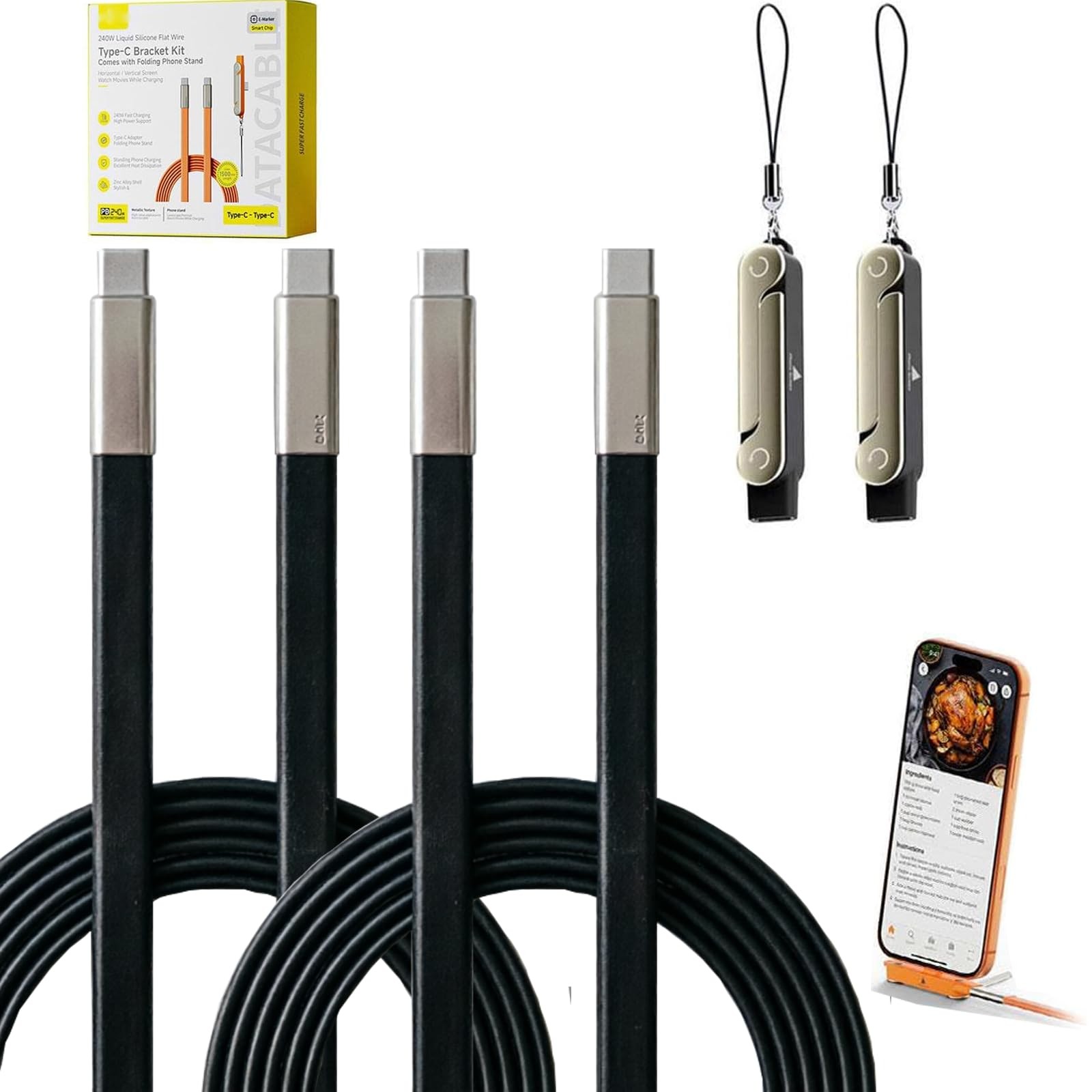 Ensftf Sideway Phone Charger 240W Silicone Cable – 90 Angle