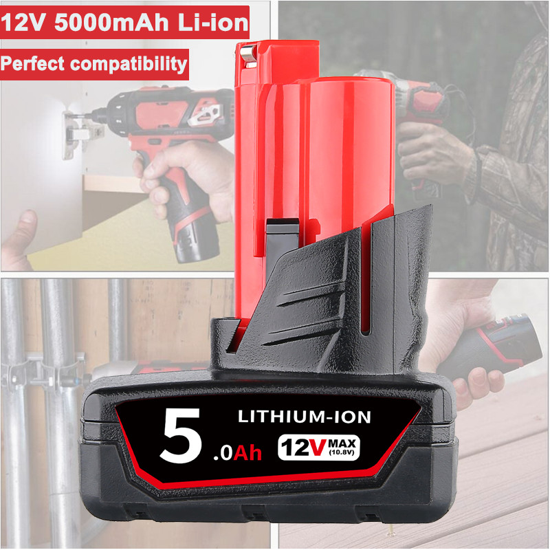 Pack For Milwaukee 12V M12B6 5.0Ah Lithium M12 Battery M12B5 48-11-2440 Cordless