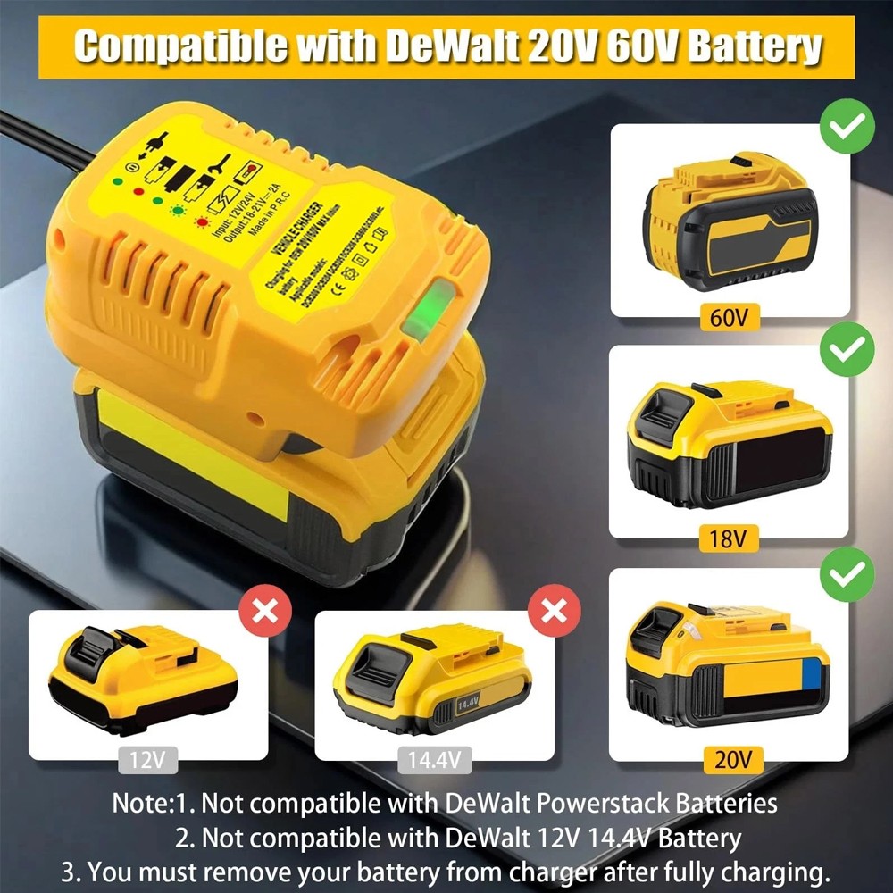 Car Battery Charger For Dewallt 18V/20V max lithium Battery