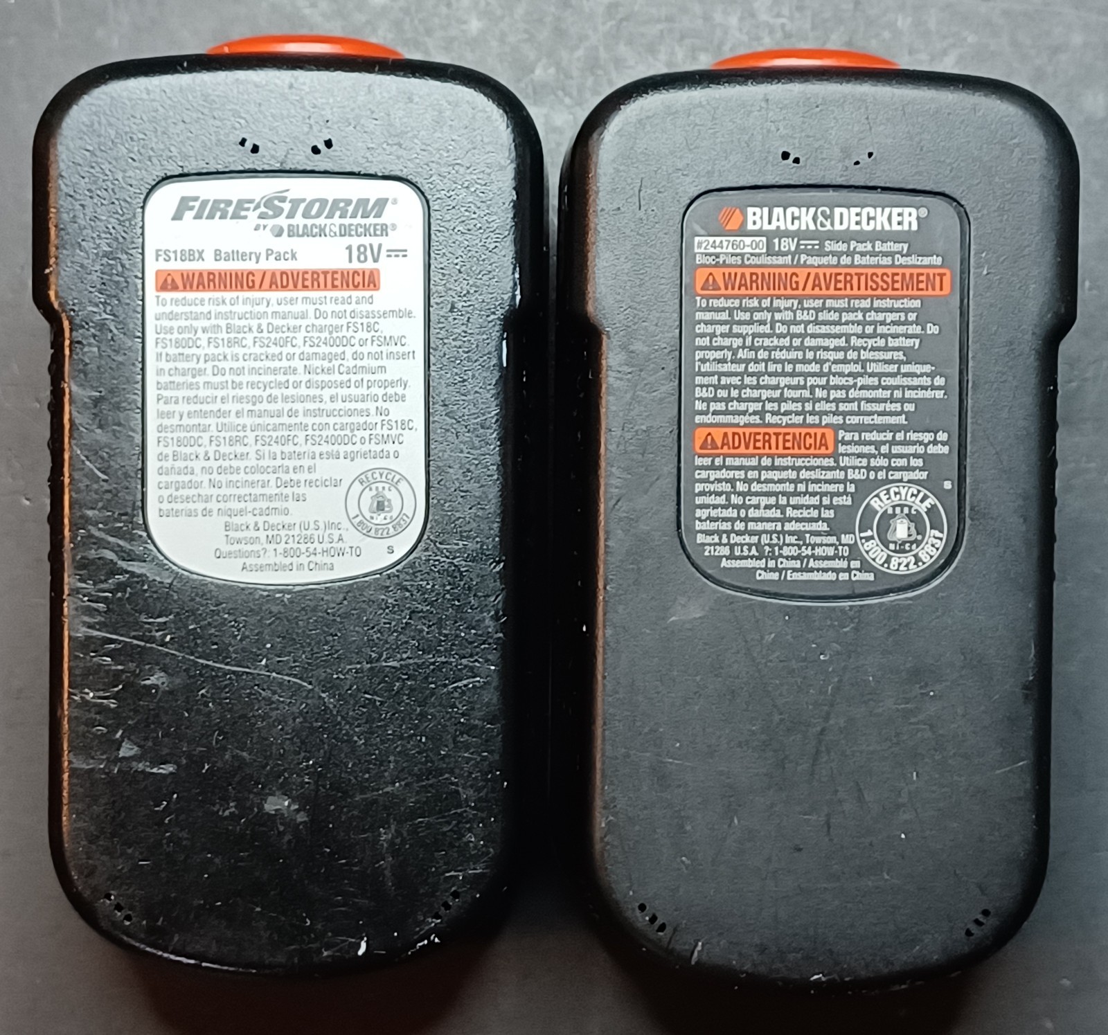 Black & Decker Fire Storm 18V Dual Charger FS180DC UD-18V2C With 2 Batteries