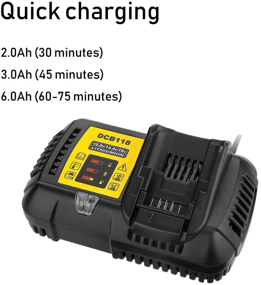 DCB102 Li-ion Battery Charger Fast Charger For Dewalt 14.4V 18V Dual USB Port