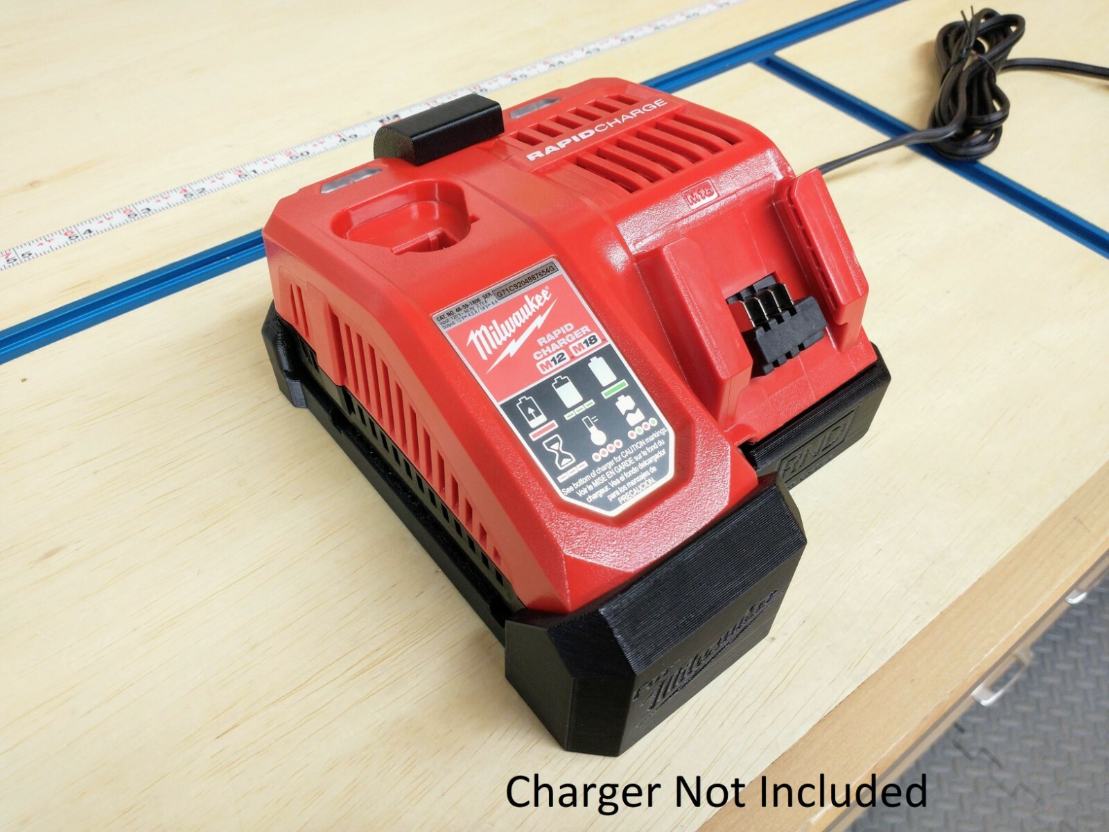 Wall Mount for Milwaukee M12 & M18 Charger (#48-59-1812, 48-59-1808, 48-59-1810)