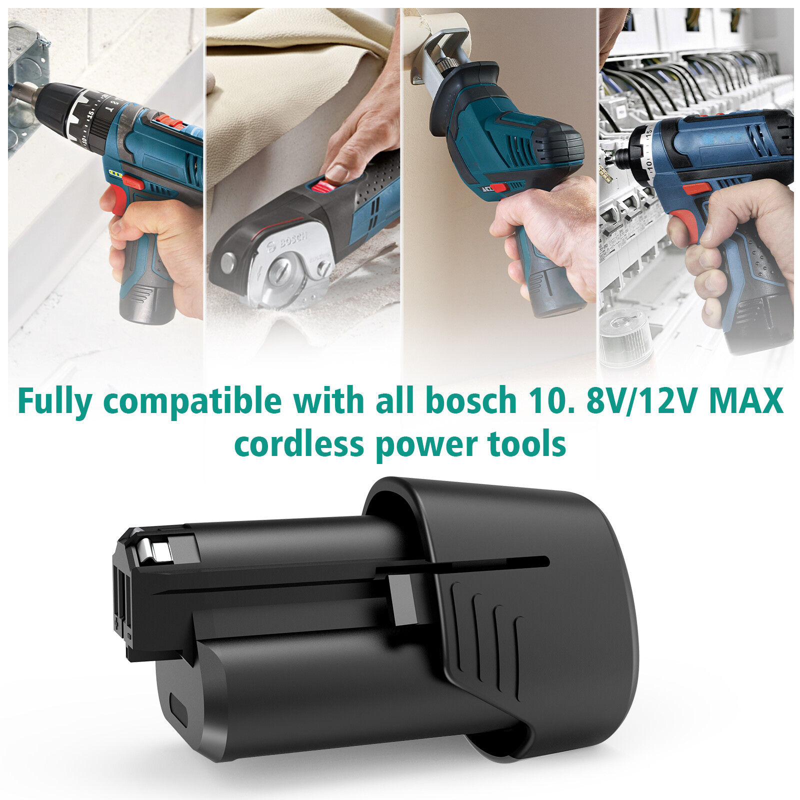 12V 4800mAh Lithium-ion Battery For Bosch BAT411 BAT412 BAT414 GSR GDR GSB GWI