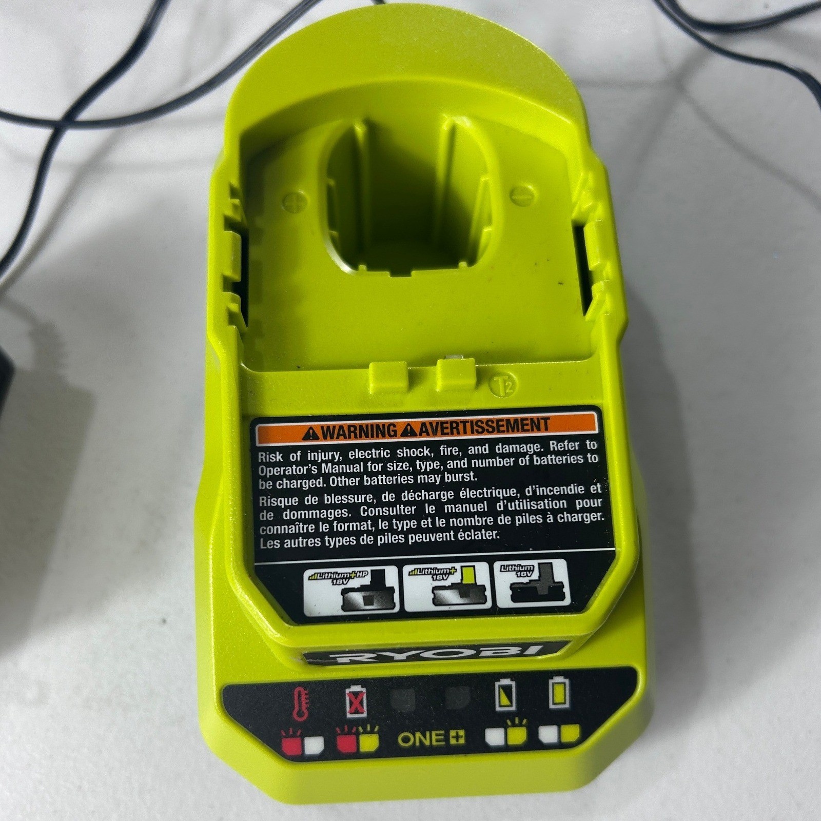 Ryobi PCG002 ONE+ 18V Lithium-Ion Battery Charger Hyper Green Class 2 BFP