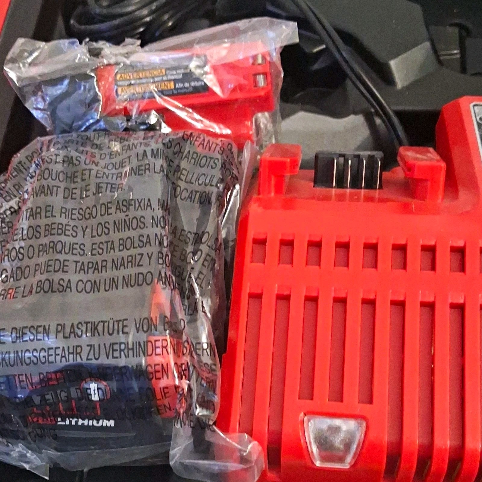 Milwaukee 18V Battery Charger w/ Battery, Red, Charges 1 Battery at a Time