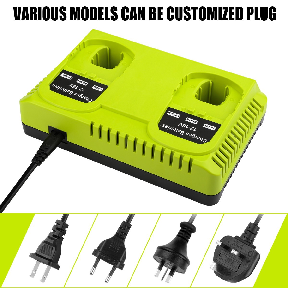 For Ryobi P117 Dual Port Charger 18V ONE+ Compatible Battery Fast Charger 2 Slot