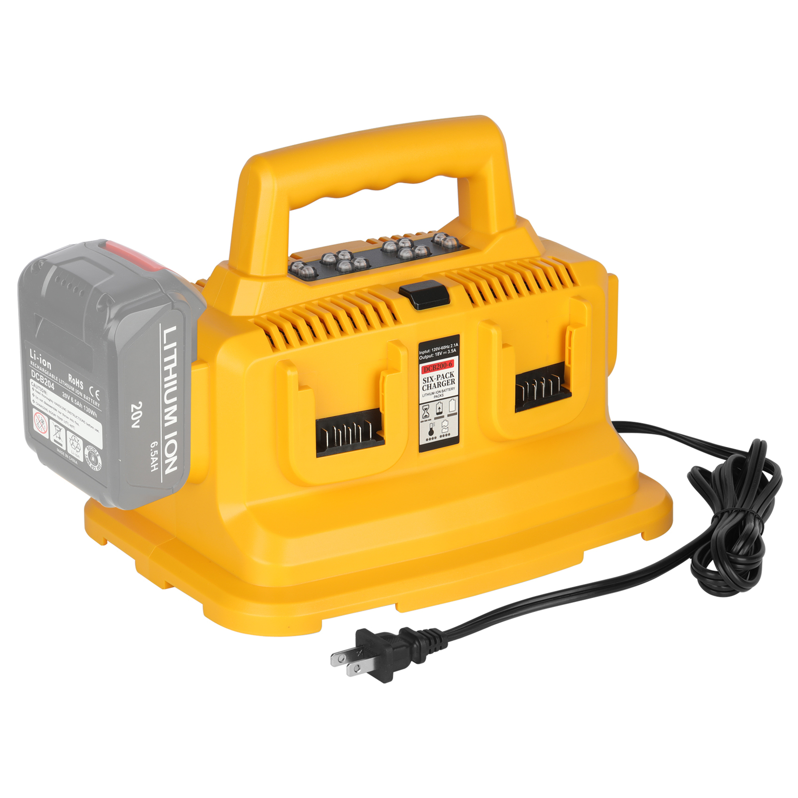 6-Port Charger Station for Dewalt 20V Max/60V Flexvolt DCB200 DCB203 DCB204