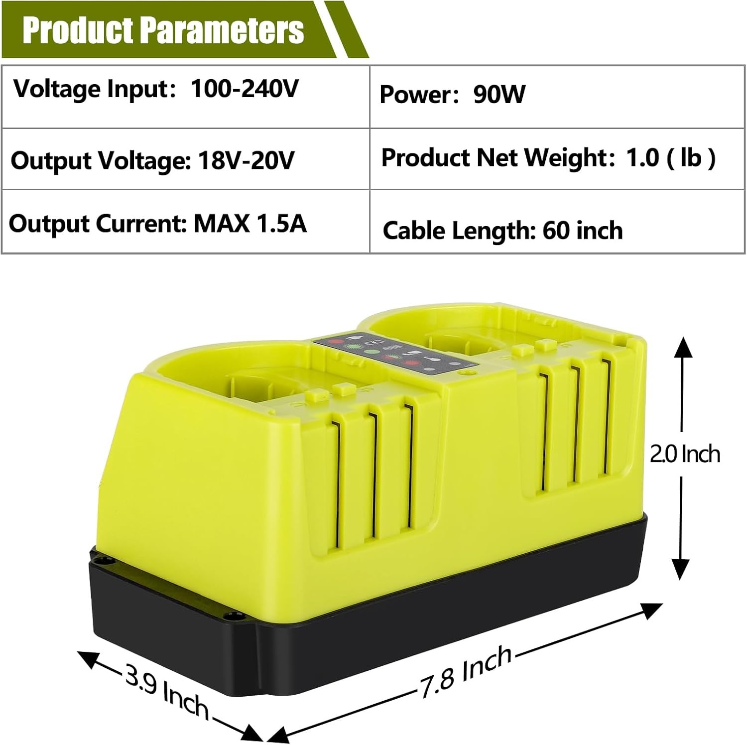 Rapid Charger Station 2 Ports for Ryobi 18v Battery Fast Charger for Emergencies