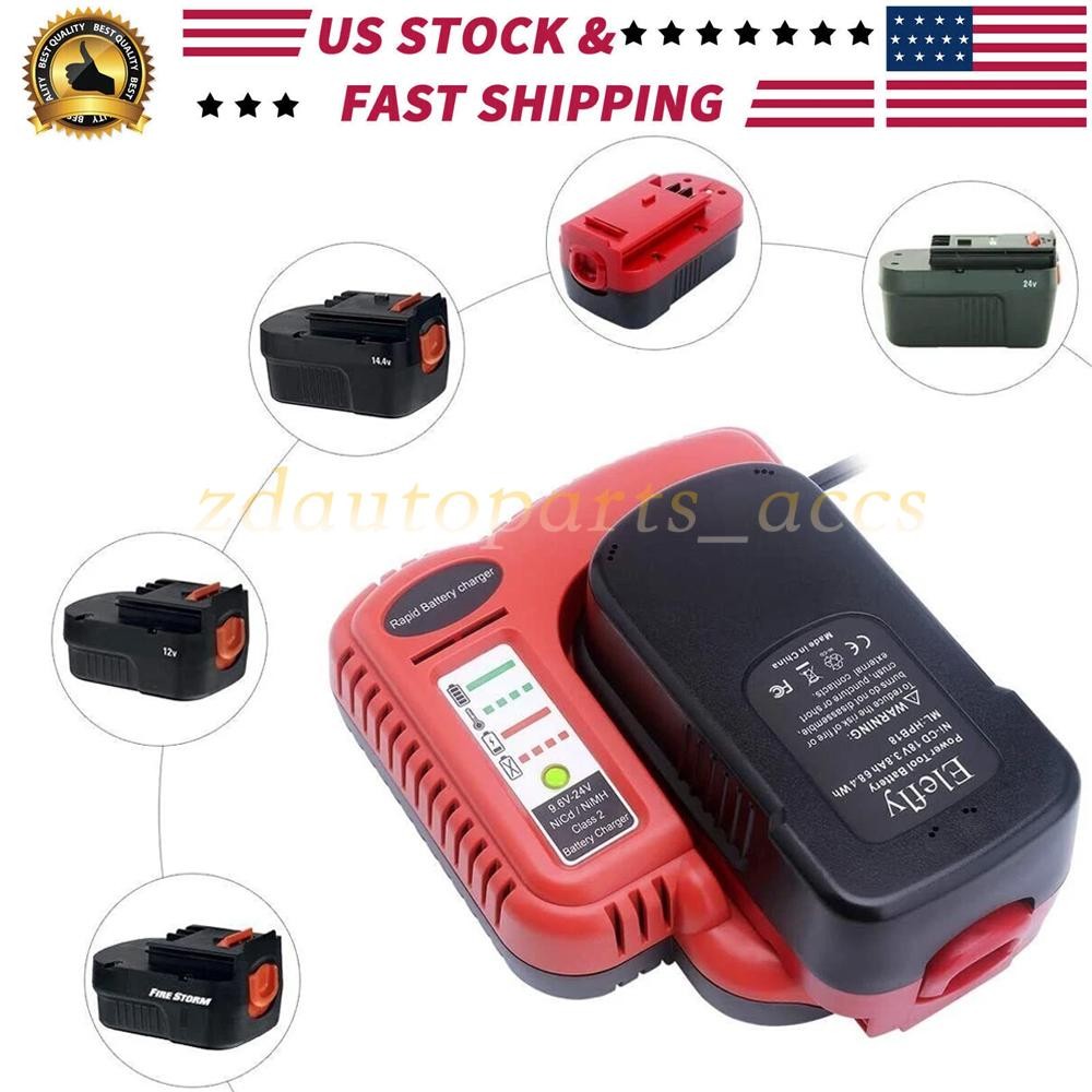 Charger For Black Decker 9.6V 12V 14.4V 18V 24V HPB18 Battery BDCCN24 BDFC240