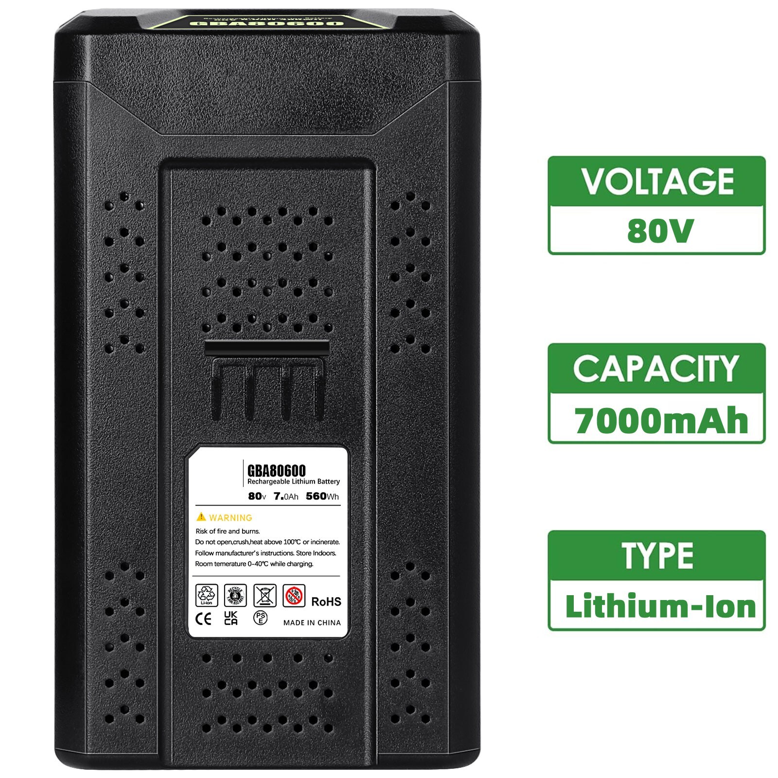 80V 8.0Ah Lithium-ion Battery For Greenworks PRO 80V GBA80200 GBA80600 2601302