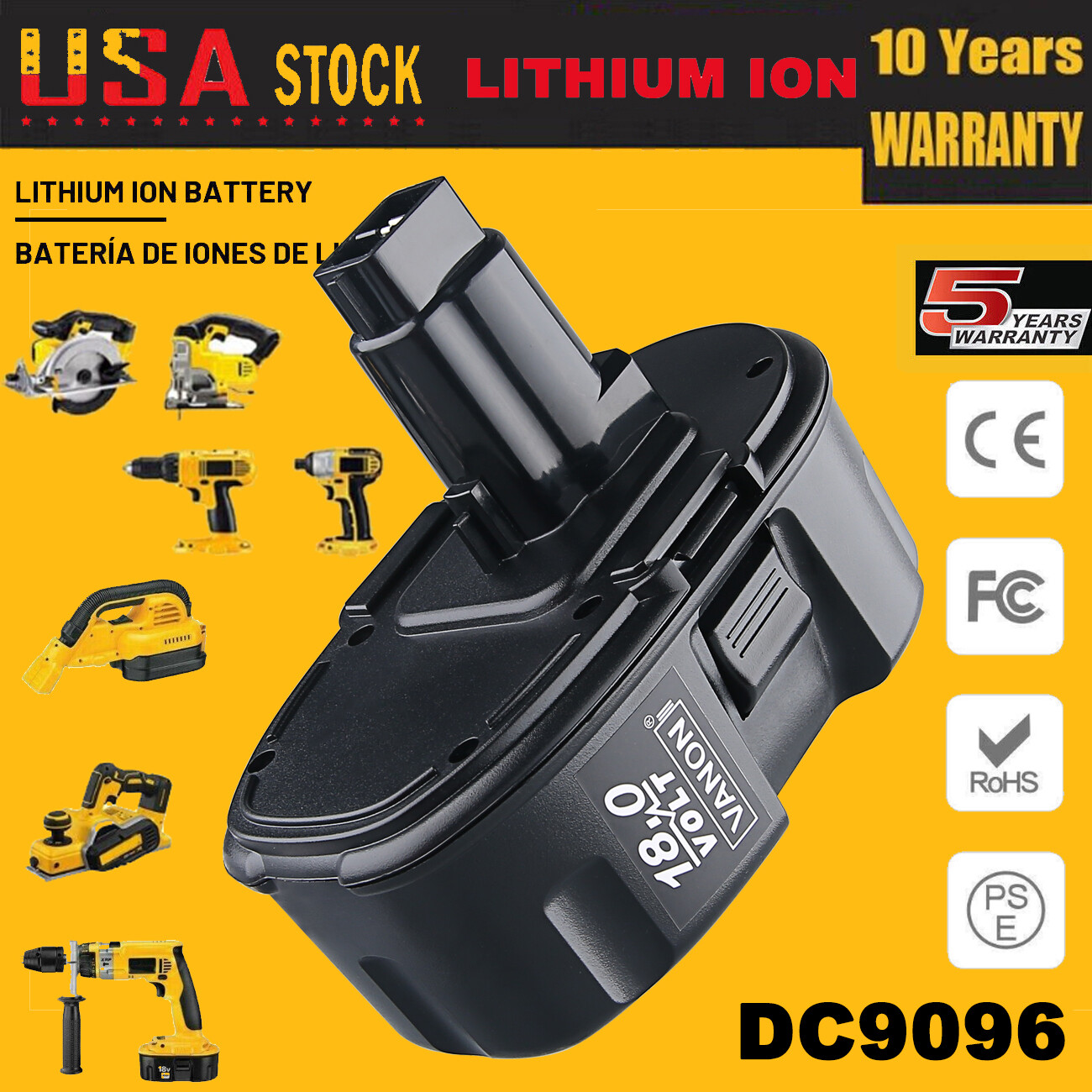 Brand NEW 18V For Dewalt 18 VOLT DC9096 DC9098 NiMh Battery DC9099 DW9096