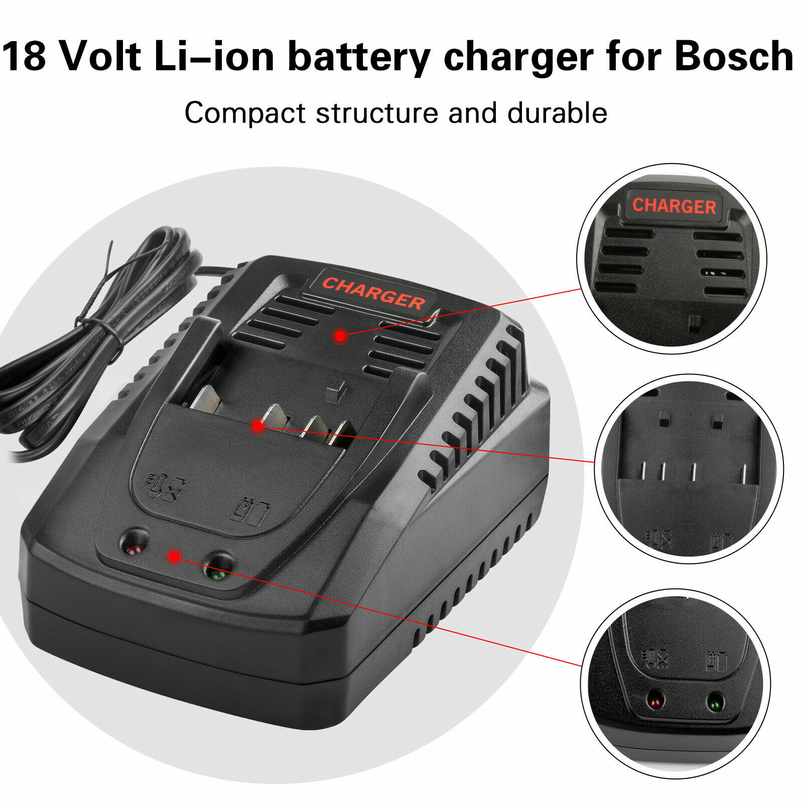 For Bosch BC660 14.4V 18V Li-Ion Battery Charger BAT612 BAT620 BAT609 Power Tool