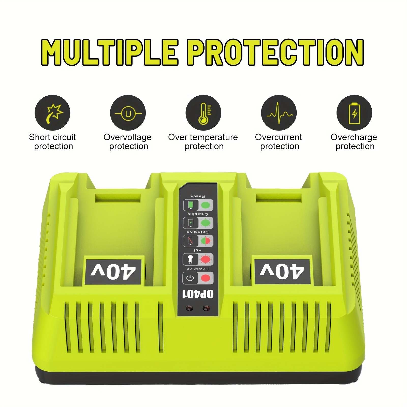 40V Dual Port Rapid Charger for Ryobi Lithium-ion Battery OP401 OP4060 OP4050