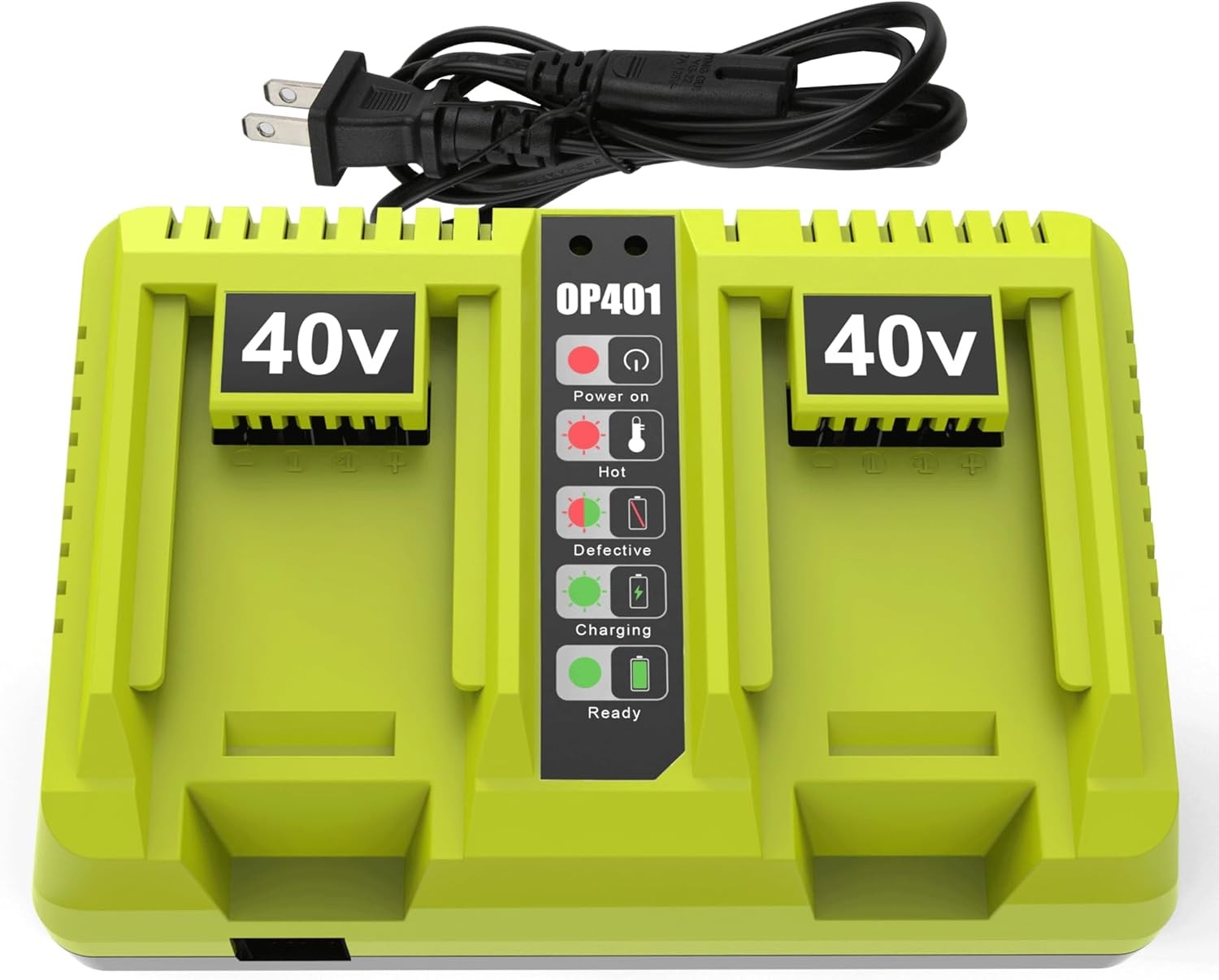 2Port OP401 Charger Ryobi 40 Volt Lithium Battery Dual Ports Compatible W/ 40V