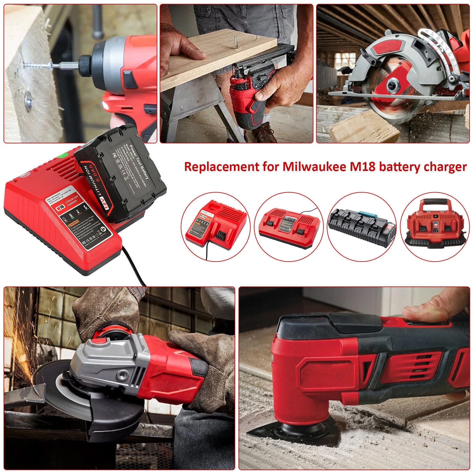 Battery Charger For Milwaukee for M18 18V 48-59-1812 Lithium 1860 48-11-1860 USA
