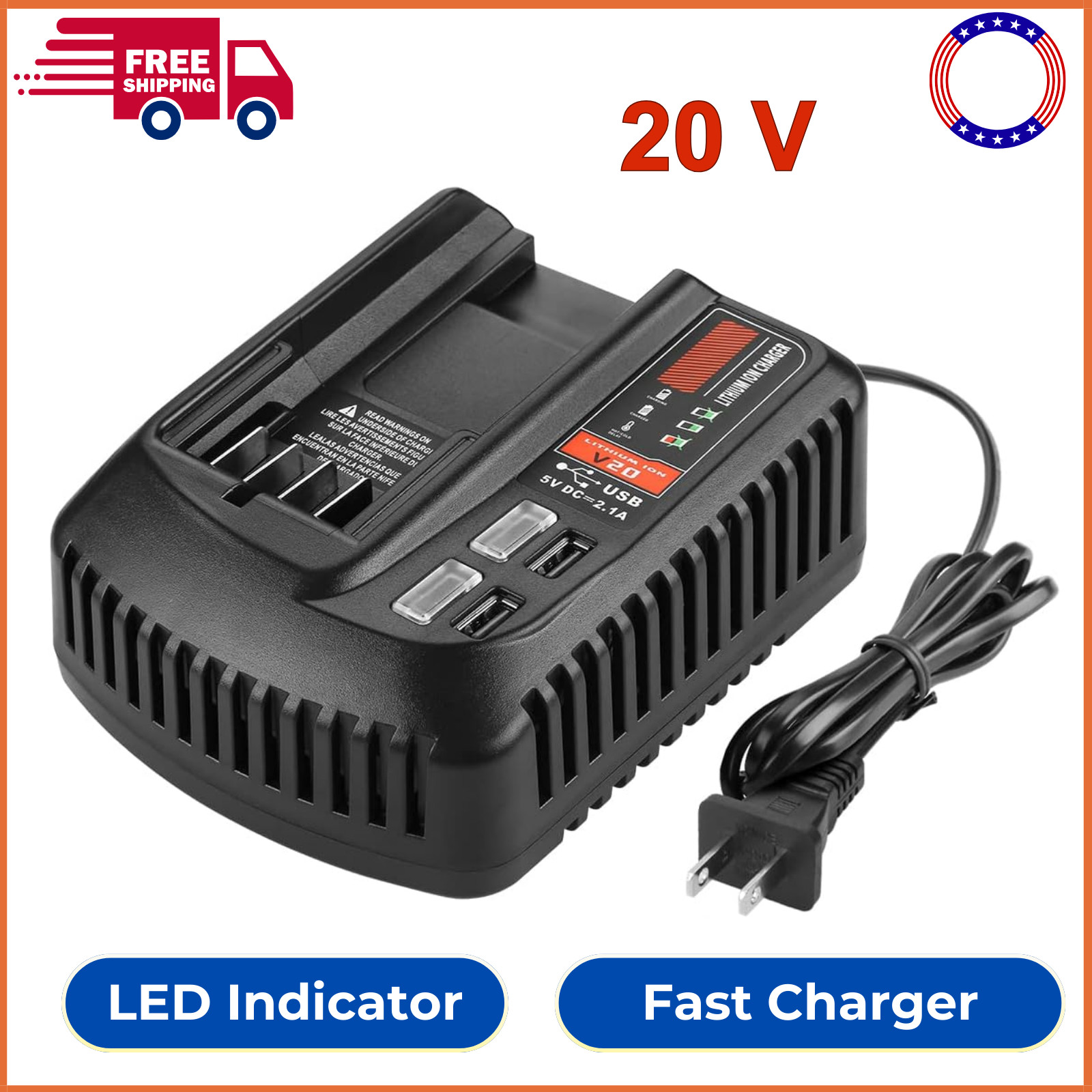 V20 20V Battery Fast Charger For Craftsman CMCB104 20V Max Lithium ion Battery