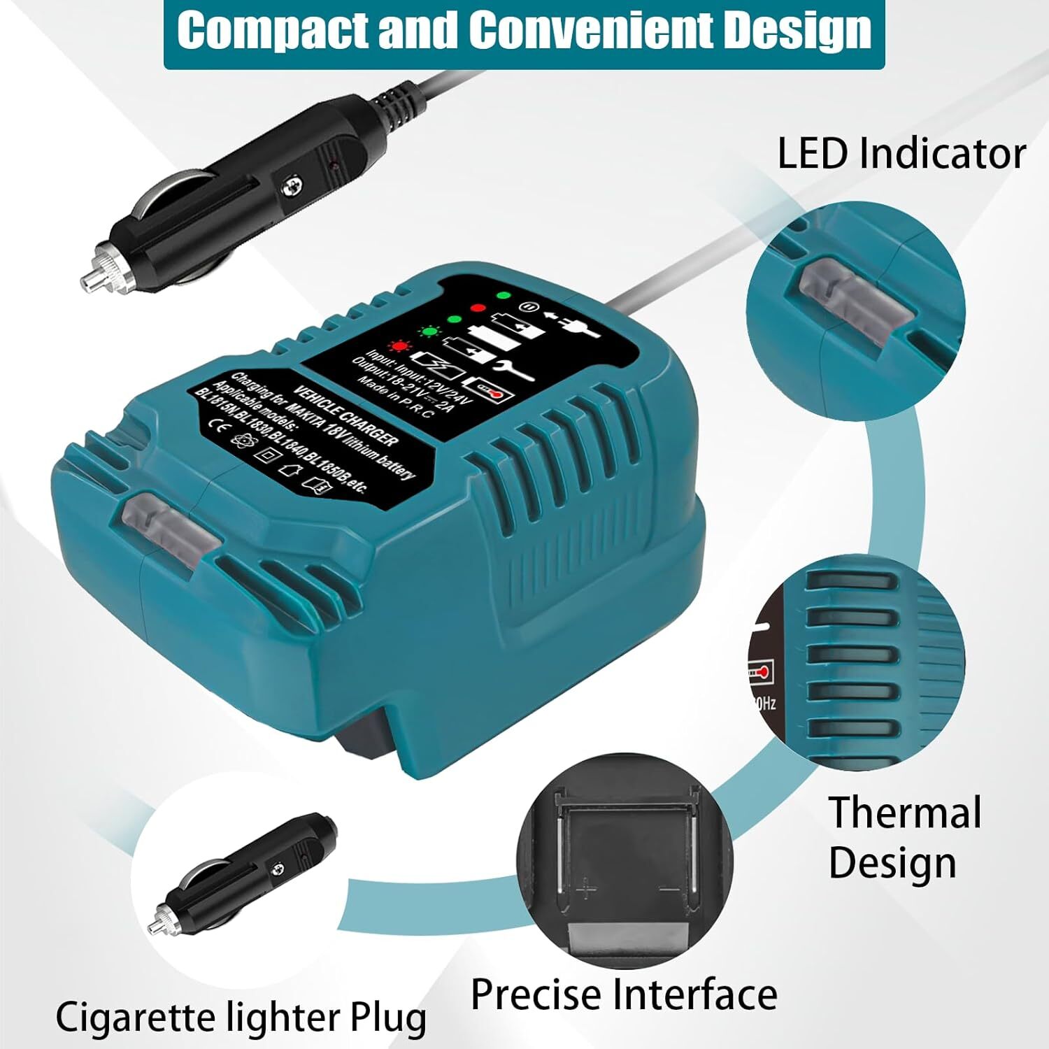 Car Battery Charger Replace for Makita 18V Li-ion Battery Charger BL1850 BL1845