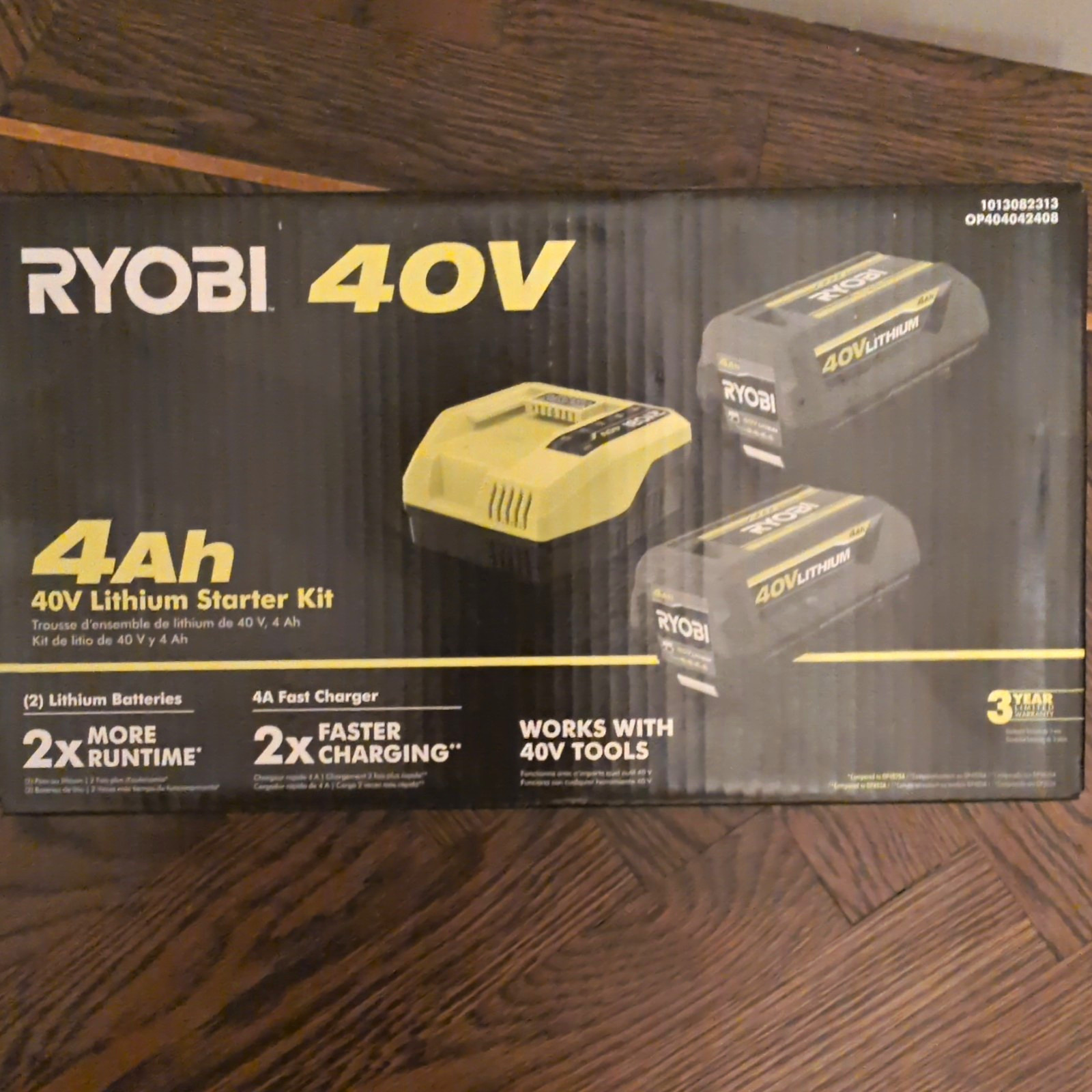 RYOBI 40V 4Ah Lithium Starter Kit 2 Batteries & Fast Charger OP404042408