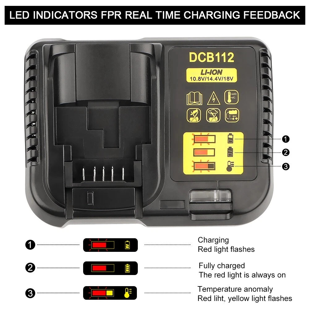New for DEWALT DCB112 18-20V Lithium-Ion Battery Charger DCB204 DCB200 DCB205
