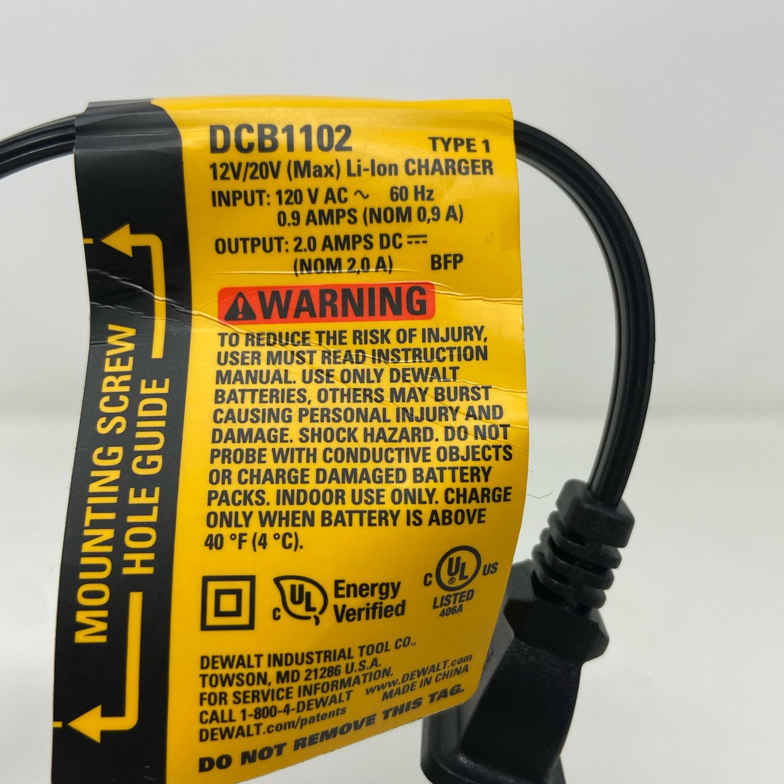 DEWALT DCB1102 12V/20V MAX 2A Charger Black/Yellow Compact