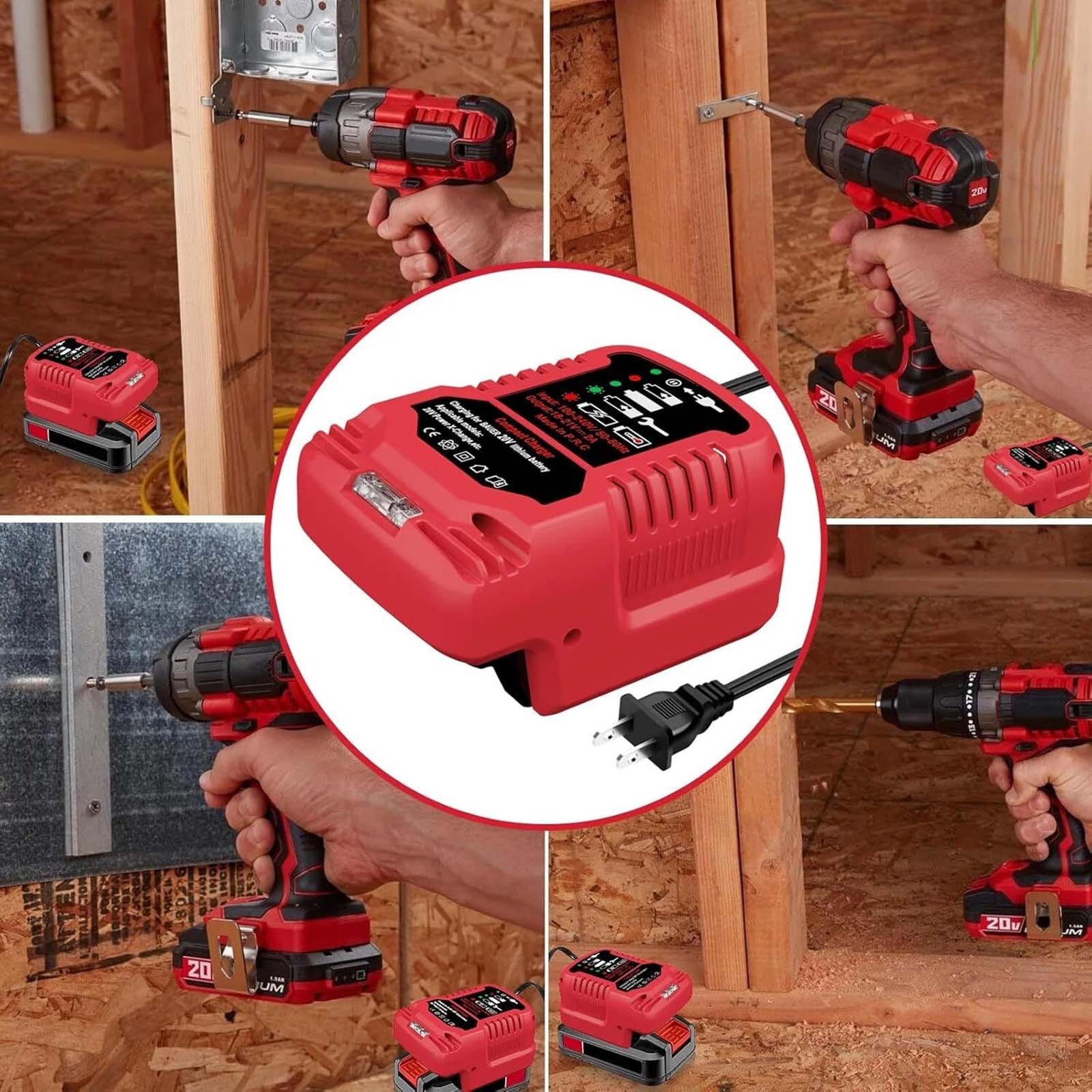 Mini Charging Station for Bauer 20V 2A Lithium Batteries with LED Indicator