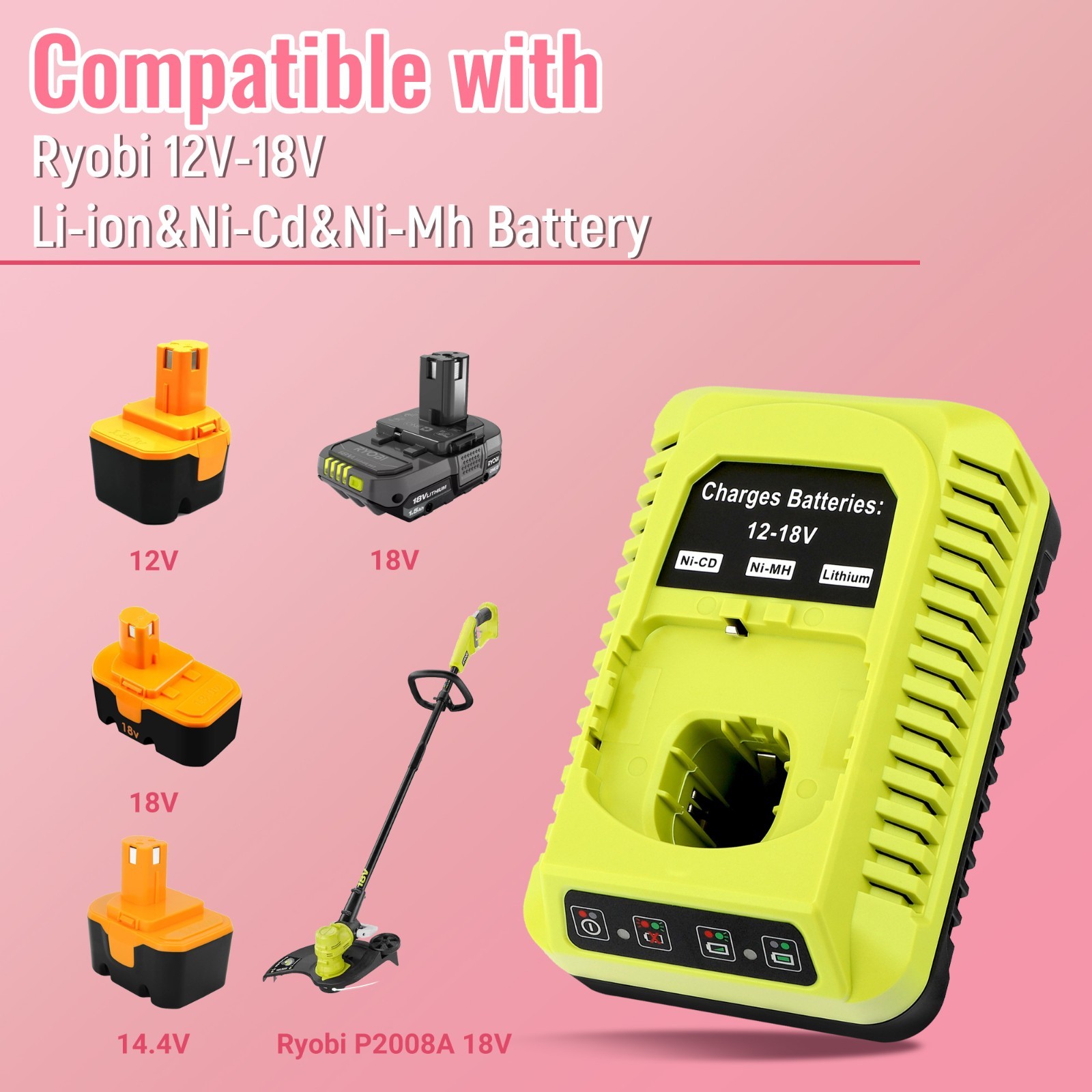 Charger for Ryobi 18V MAX One+ Battery P100 P102 P103 P105 P107 P108 1400670