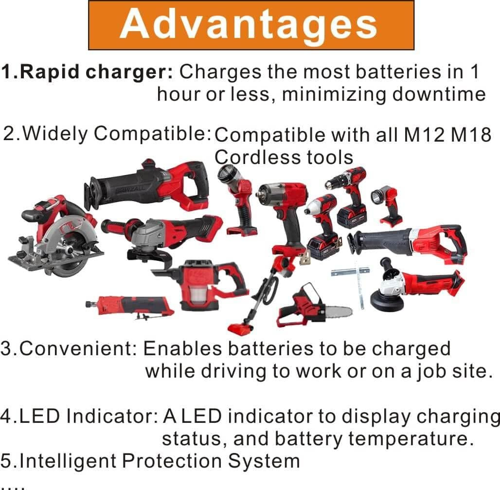 Compatible with Milwaukee 48-59-1810 Vehicle/Car Charger for M12/12V 18V/M18 Bat