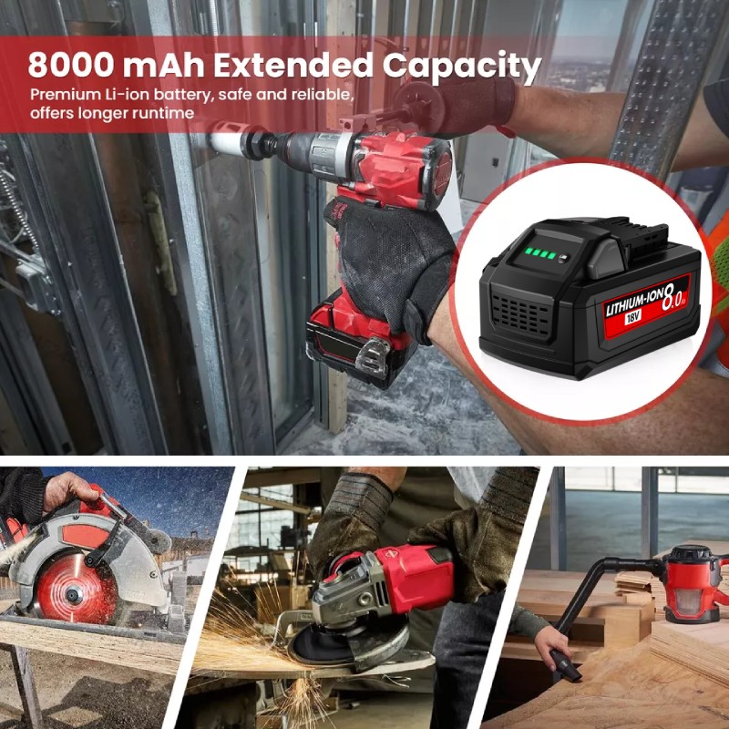 18V For Milwaukee for M18 12.0Ah Battery Extended Lithium 48-11-1880 / Charger
