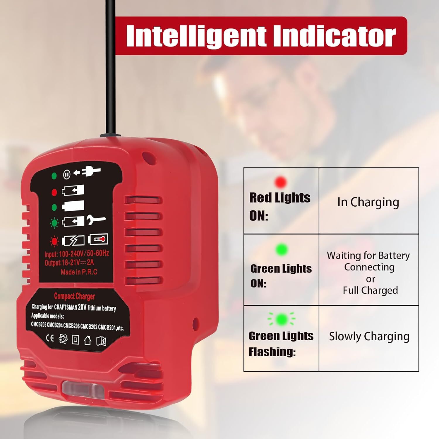 for Craftsman 20V Battery Charger Portable Charger Station with LED Indicator