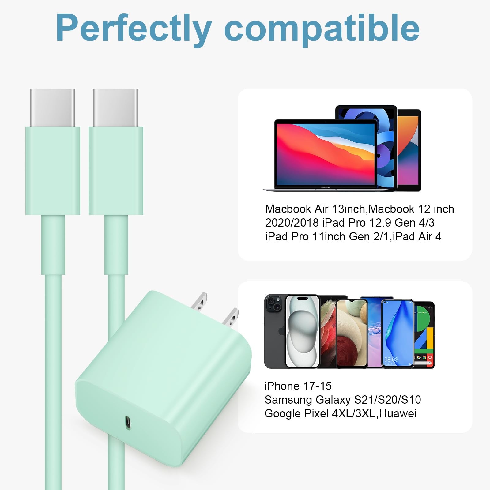 iPhone 17 16 15 Charger Fast Charging 3 Pack USB C Wall Chargers 6FT Cord Type C
