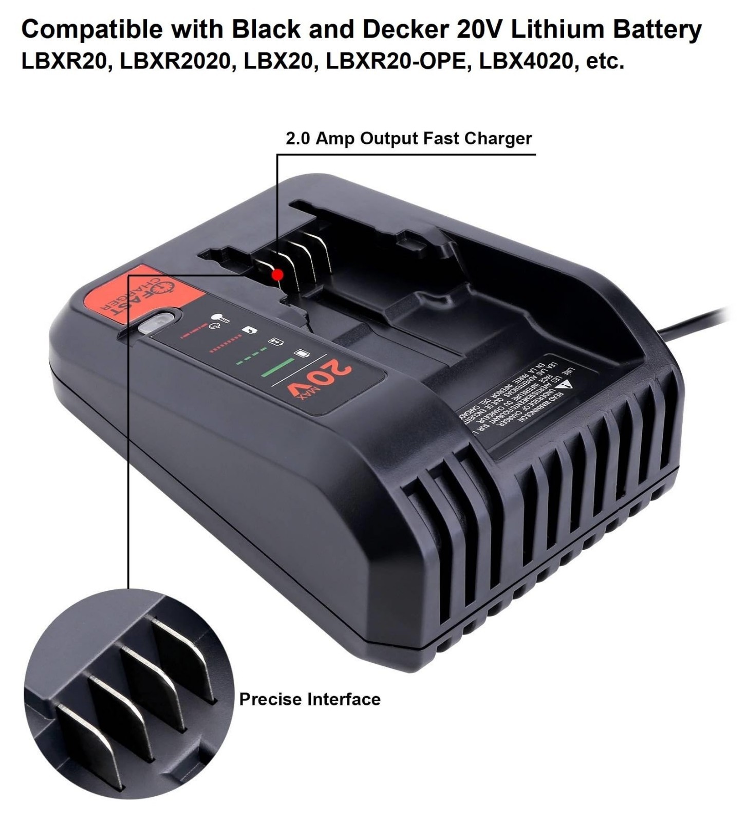 20V Fast Charger for 20V/12V Max Lithium Batteries, Compatible with Drill & Tool