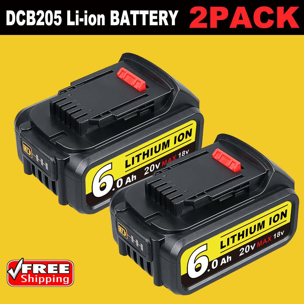 2PACK Battery pack for DeWalt 20V 20 Volt 6.0AH MAX XR DCB206-2 DCB205-2
