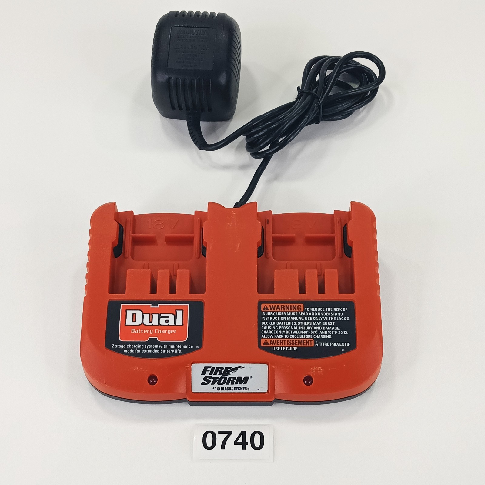 Black & Decker Fire Storm FS180DC UD-18V2C Dual Port Battery Charger 18V TESTED