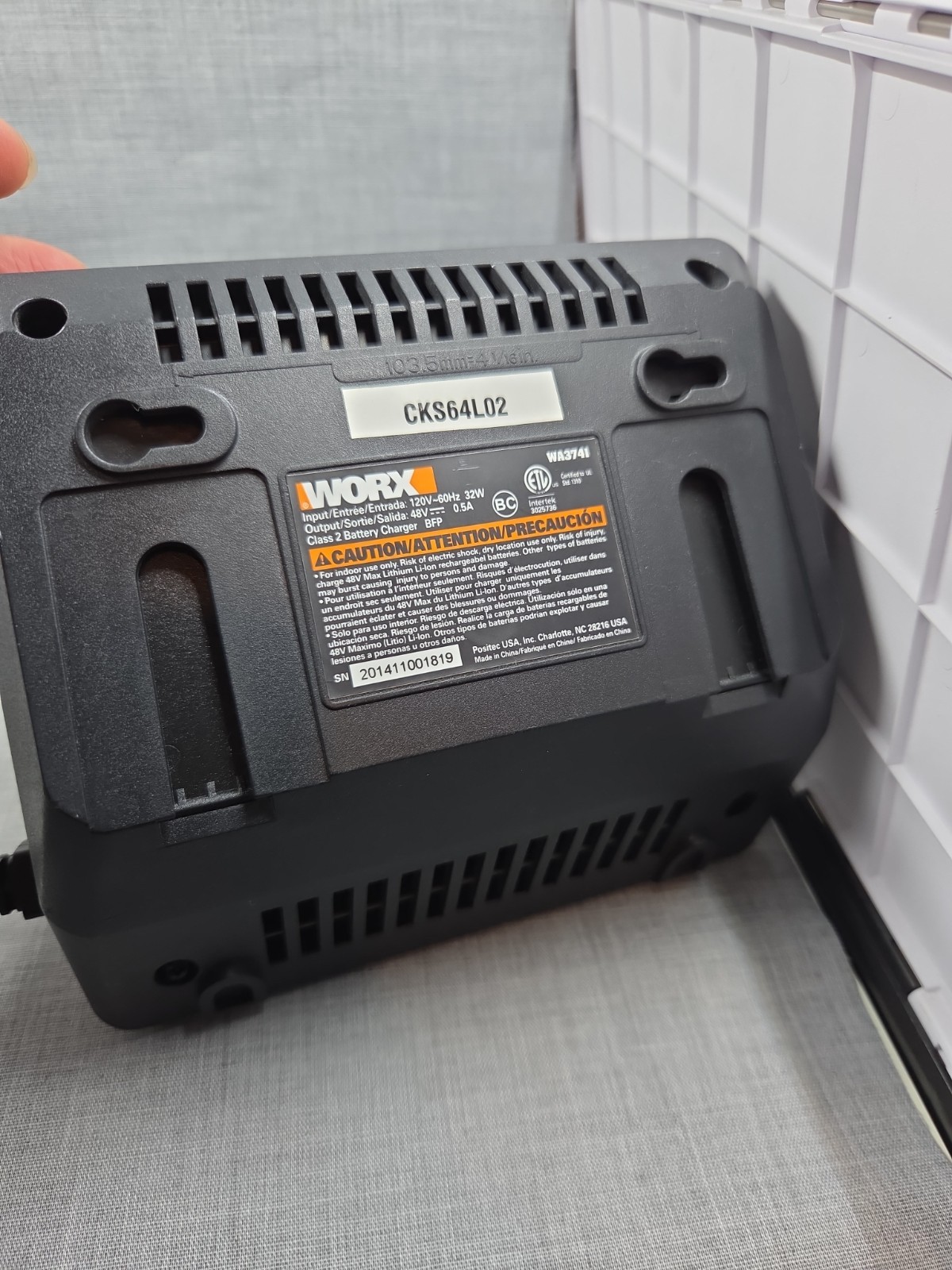 Worx WA3741 48V Max Lithium Battery Charger Tested Working