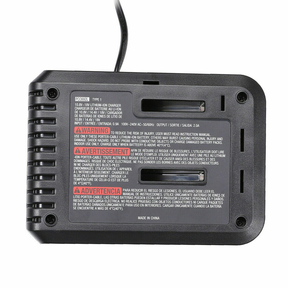 Charger for PORTER CABLE 20V Max Lithium Ion 20 Volt Battery PCC680L PCC685L US