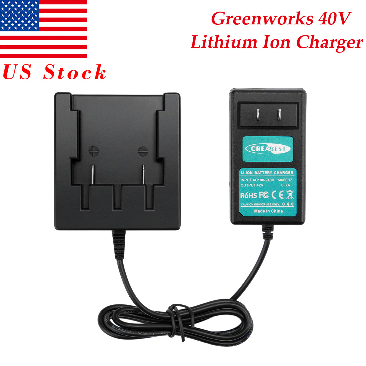 Charger for GreenWorks G-MAX 40V Li-ion Batteries 29472 29462 29282 29302 20302