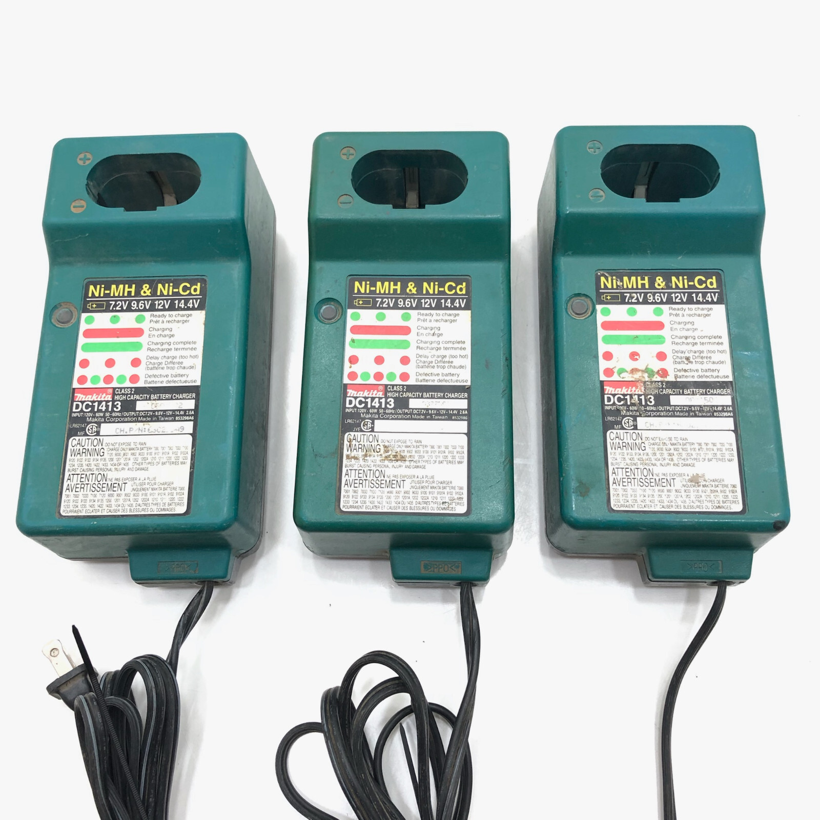Lot (5) Makita Ni-MH Ni-Cd Battery Pod Charger 7.2v-14.4v Capacity DC1413 DC1411