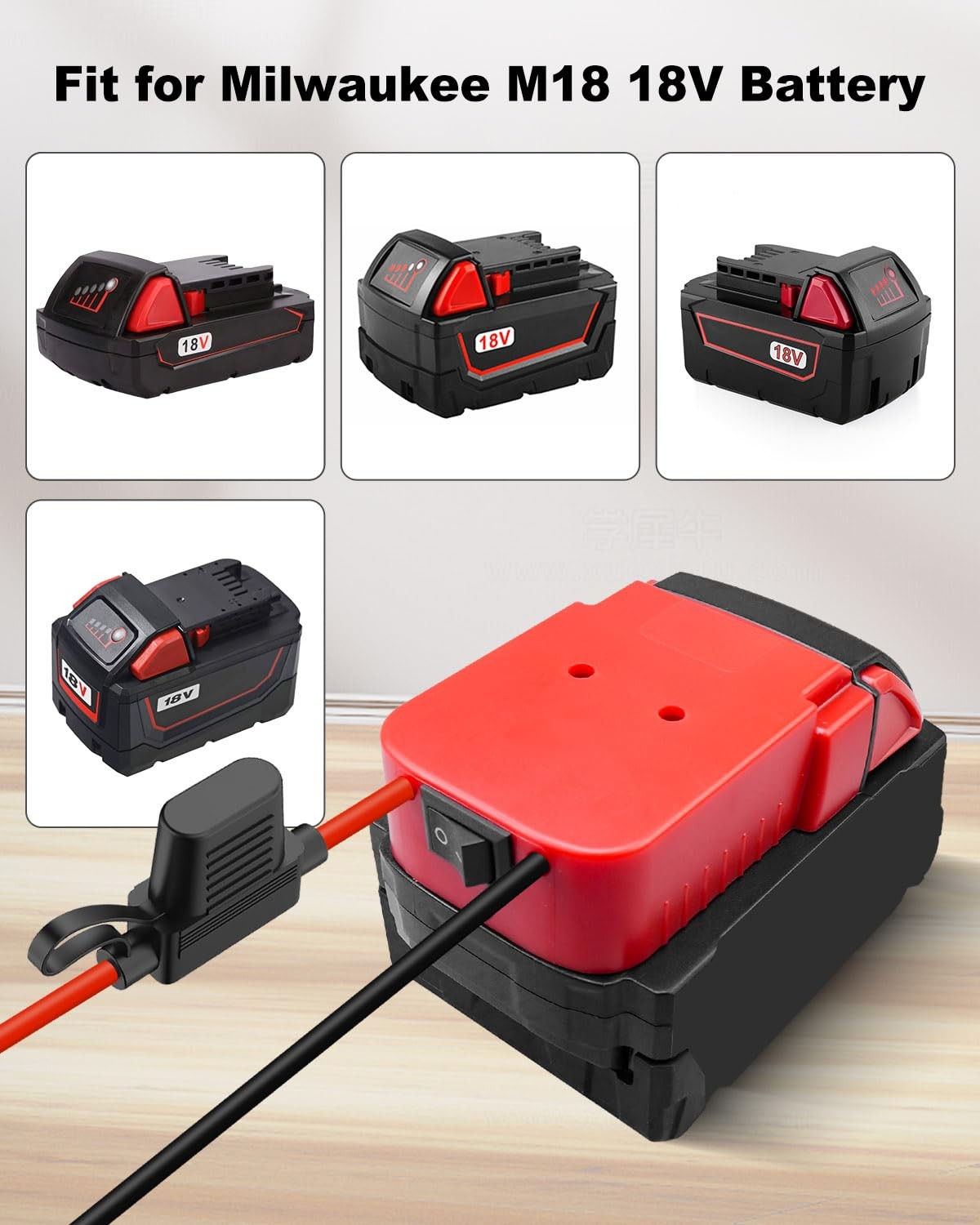 Power Wheel Battery Adapter Converter Kit Fit for Milwaukee M18 18V Red