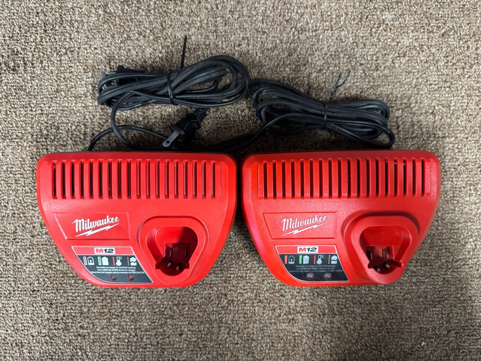 TWO Milwaukee M12 Battery Chargers Lithium-Ion 12V 48-59-2401
